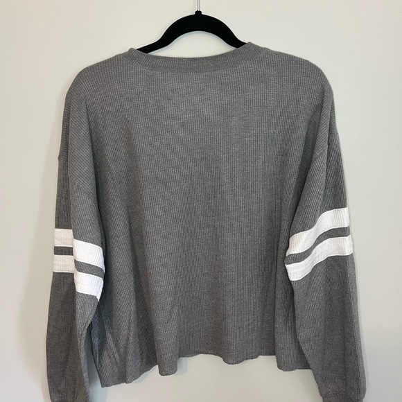 Grey Jersey Style Waffle Knit Sweater - Small - Picture 2 of 2